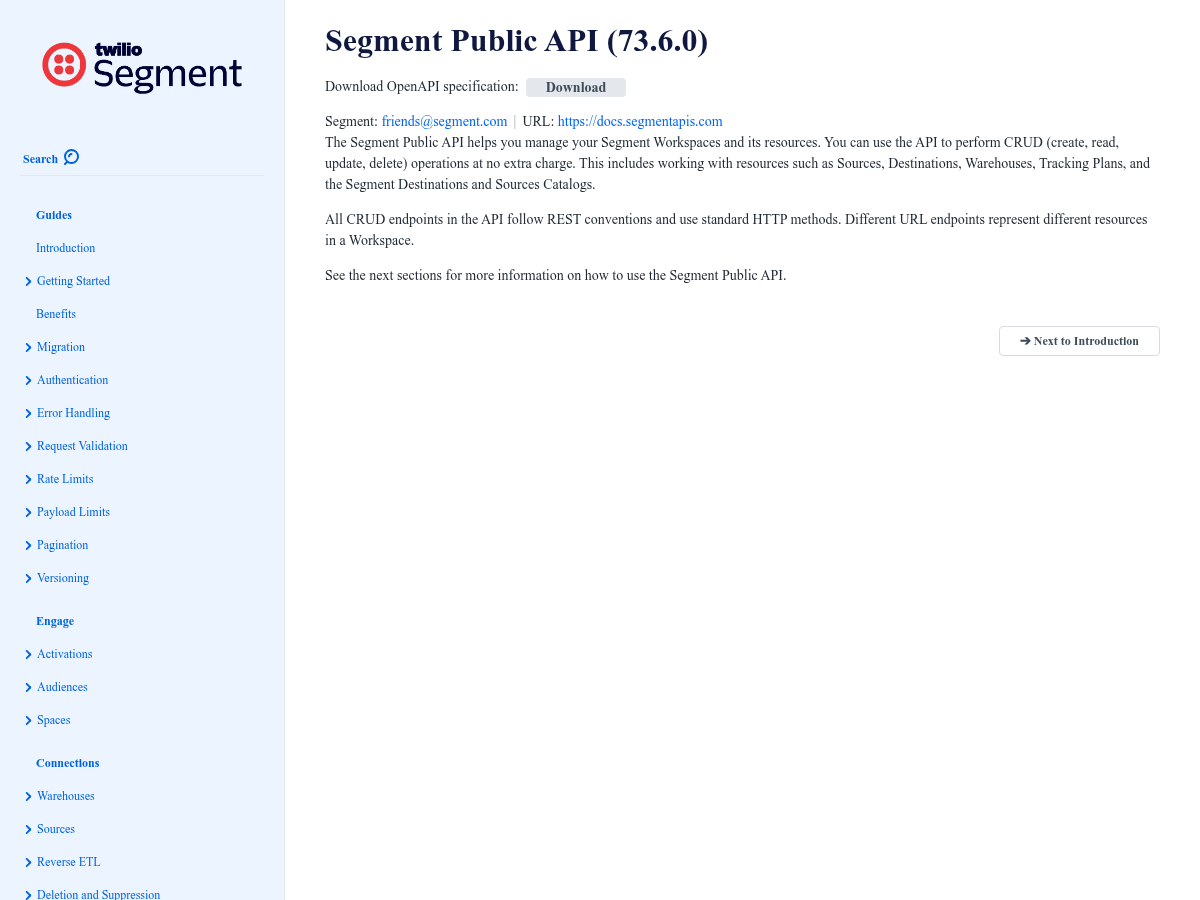 Segment documentation homepage captured 2026-10-14. The numbered notes describe its navigation and starting routes.